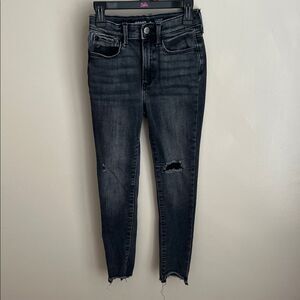 Old navy girls size 10 jeans, extra high rise rockstar distressed black jeggings